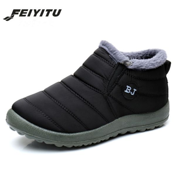 

boots feiyitu waterproof 2021 women winter shoes snow warm fur inside antiskid bottom keep mother casual, Black