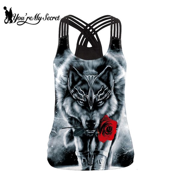 

you're my secret] game of thrones direwolf printing women tank slim backless sling streetwear vest for female, Black;white