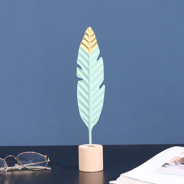 

decorative objects & figurines 1pcs feather shape crafts table decor wooden base nordic office desk dining art home decoration accessories