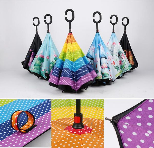 

designer c-hand reverse umbrellas windproof reverse double layer inverted inside out stand windproof umbrella fast sea shipping ahd913