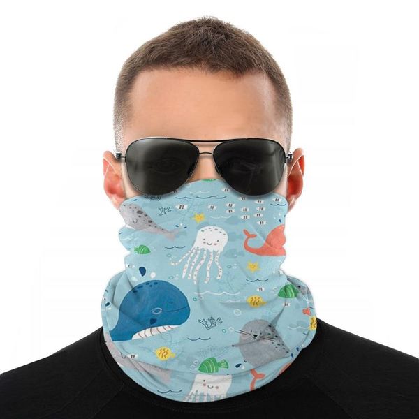 

under the sea ocean animal magic scarf half face mask fashion tube mask tubular bandana polyester headwear cycling hiking, Blue;gray