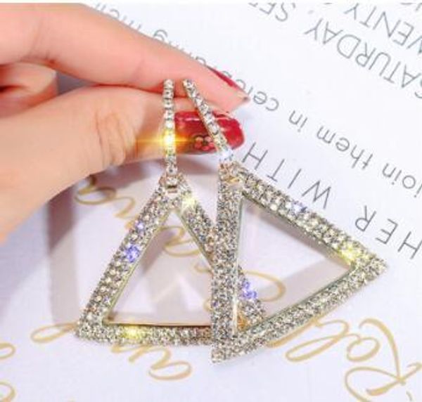 

2020 new creative jewelry high-grade elegant crystal earrings round gold and silver earrings wedding party earrings for woman, Golden;silver