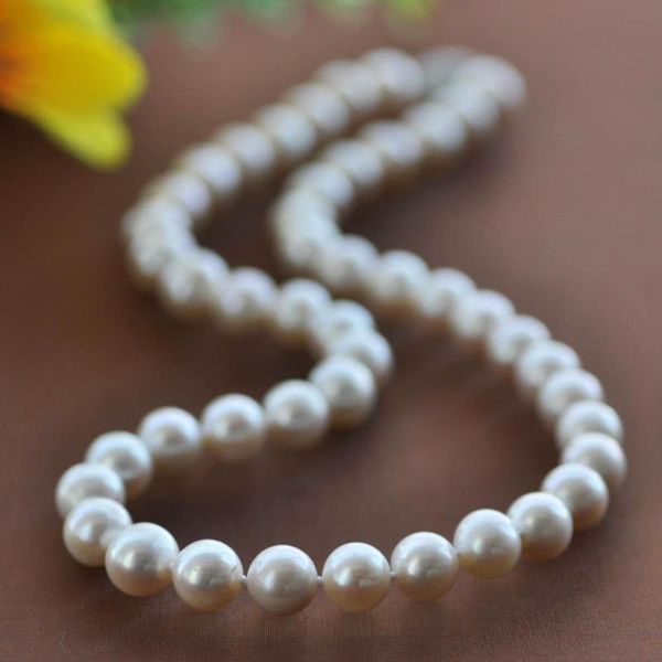 

z10329 + 17" 10mm round white freshwater pearl necklace sterling silver