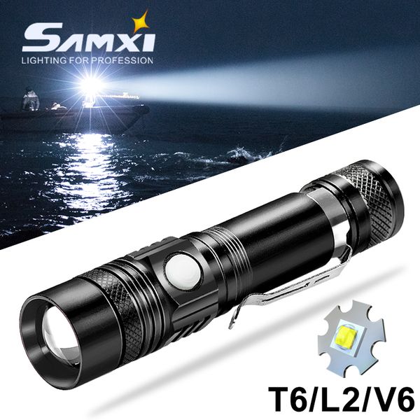 

t6/l2/v6 led lamp beads zoomable torch rechargeable usb led tactical flashlights waterproof linterna with 18650