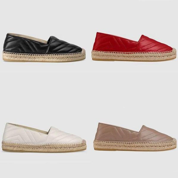 

classical women leather espadrille sandal designer shoes black calfskin platform espadrille slip-on casual shoes cord platform soft sole