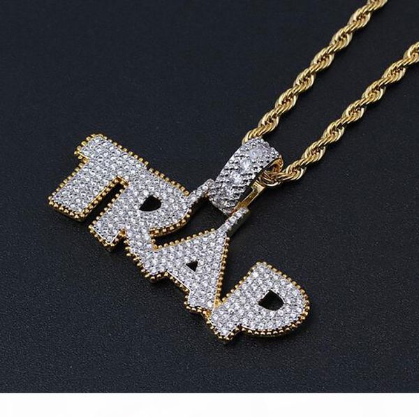 

k iced out cz bling trap pendant necklace mens micro pave cubic zirconia simulated diamonds necklace, Silver