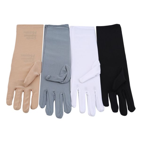 

summer lady sun protection gloves medium-long sunscreen solid gloves female elastic driving glove women supplies, Blue;gray