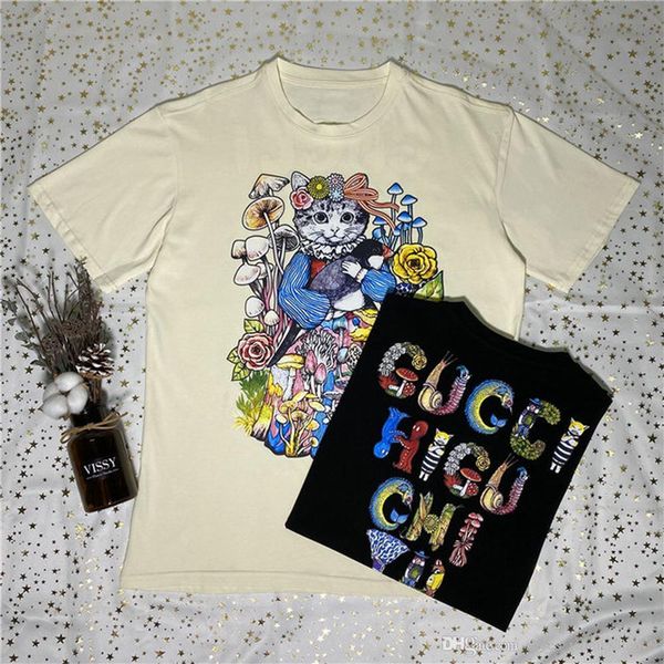 

men luxury short sleeve 100% cotton print cartoon black white men's t-shirt 92 women luxury designer