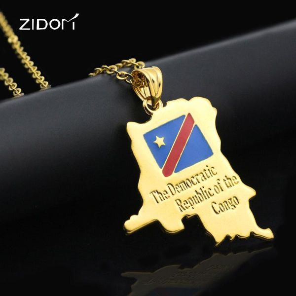 

2020 gold color women /men hiphop map of congo pendant necklaces with 60cm long chain fashion trendy necklace jewelry gifts, Silver