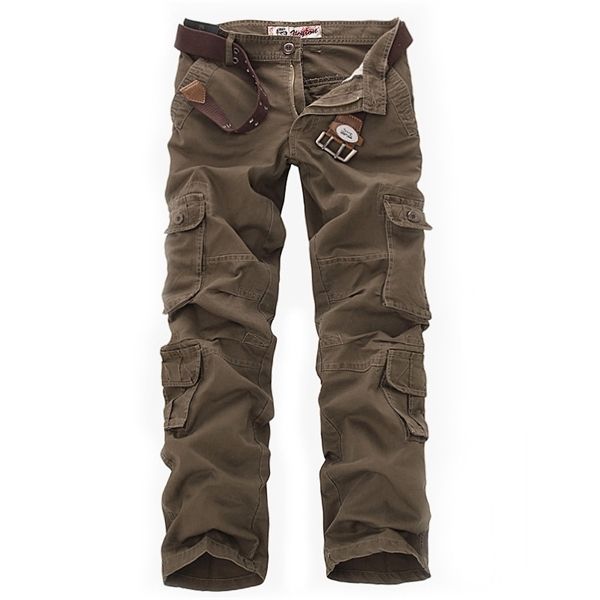 

2020 new tactical cargo pants military men camouflage printed male overalls casual army straight trousers 28-42, Black