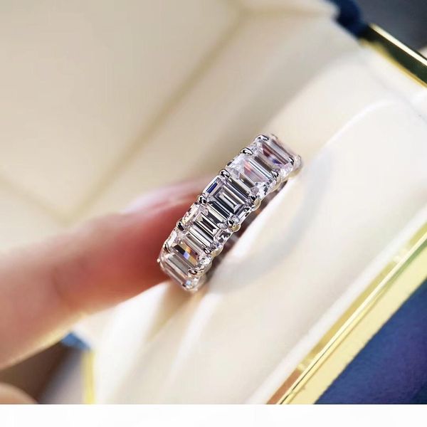 

s925 pure silver paris design ring with rectangle shape diamond decorate charm women jewelry gift ps6417