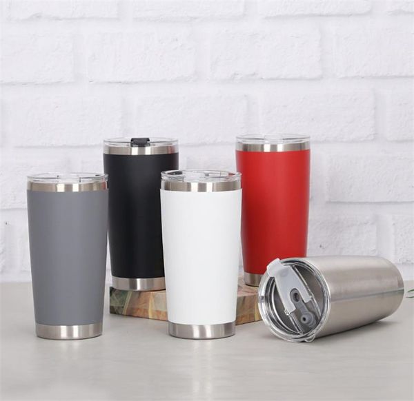 

20oz tumblers stainless steel tumbler double wall wine glass thermal cup insulated coffee beer mug with seal lids