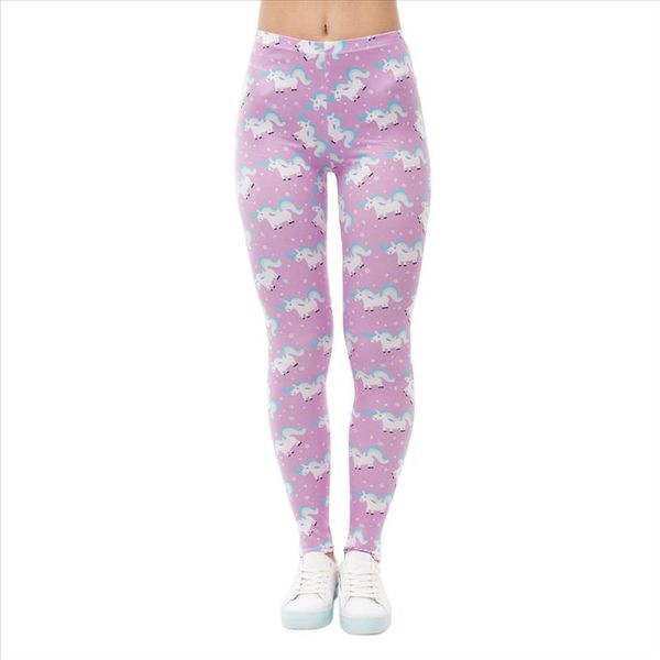 

high elasticity women legging unicorn life rose printing fitness leggings fashion high waist woman pants, Black