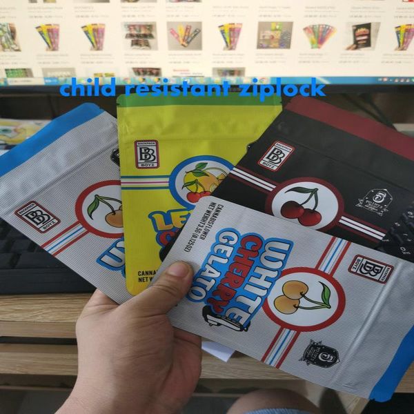 

lemon gelato proof bag 3.5 zip proof gelato pouch herb lock smell lemon cherry for child dry mylar packaging airtight cherry pufmt