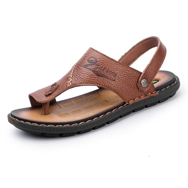 

2020 sandalle de roman ete sandals playa homme couro genuine verano sandal sandles size for vietnam sandals-men sandalet flat, Black