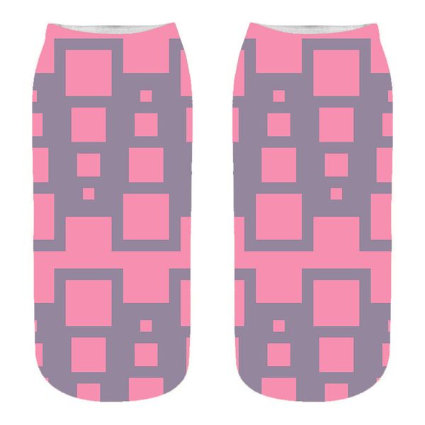 

fashion creative personalized grid socks 3d digital printed socks printed funny short socks for women/girls/men/boys, Black;white