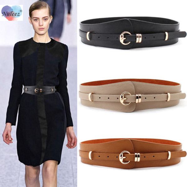 

nuleez belt women fashion real leather belt lady wearing accessory wide waist corset, Black;brown