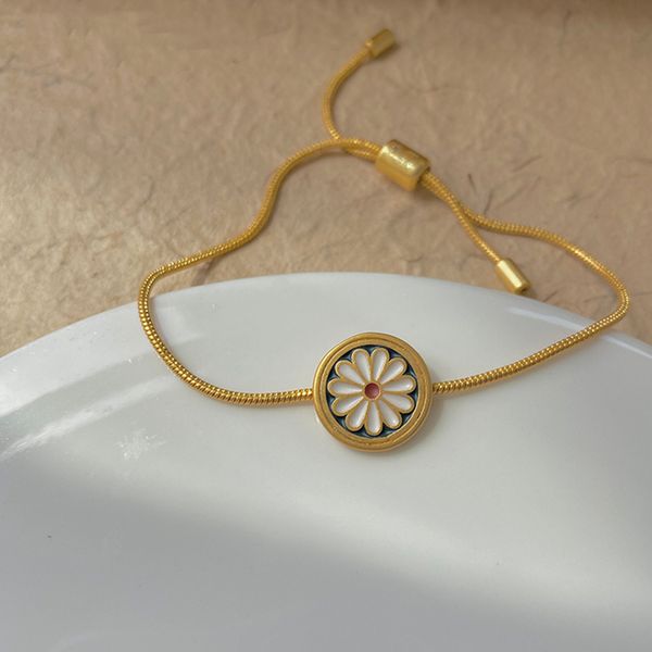 

korean retro flower bracelet women fashion jewelry new gold rope chain bracelets adjustable japanese style girls party gifts, Black