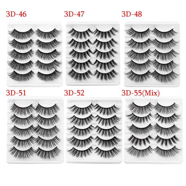 

false eyelashes 5 pairs 3d mink lashes natural long 1 box 1cm-1.5cm full strip handmade tool