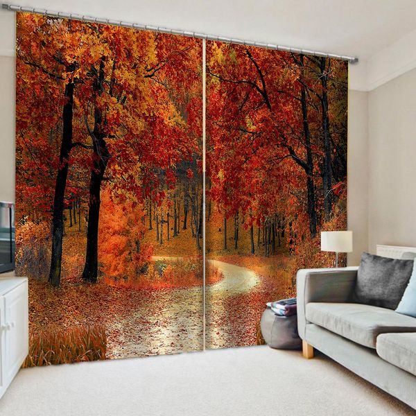 

Custom auturn forest curtains Thick shading soundproof windproof curtain 3D Blackout Window Curtains For Living Room