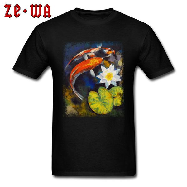 

watercolor koi fishes art design t-shirt 100% cotton new year day men & tees normal t-shirts short sleeve