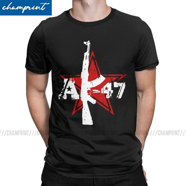

ak-47 t shirts men pure cotton awesome t-shirt o neck ak47 gun russian rifle weapons tee shirt short sleeve clothing summer