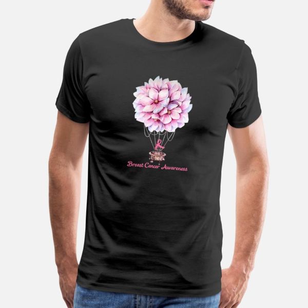 

breast cancer awareness balloon flower love t shirt men personalized 100% cotton round collar gents sunlight breathable spring shirt