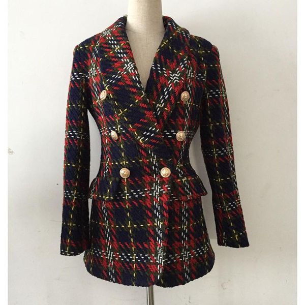 

new autumn and winter color line lattice suit self cultivation small fragrant wind tweed coat woman, Black;brown