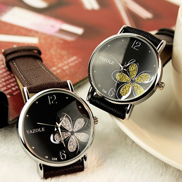 

mens watch watches women 2020 leather strap flower female clock ladies quartz wrist watch ing, Slivery;brown