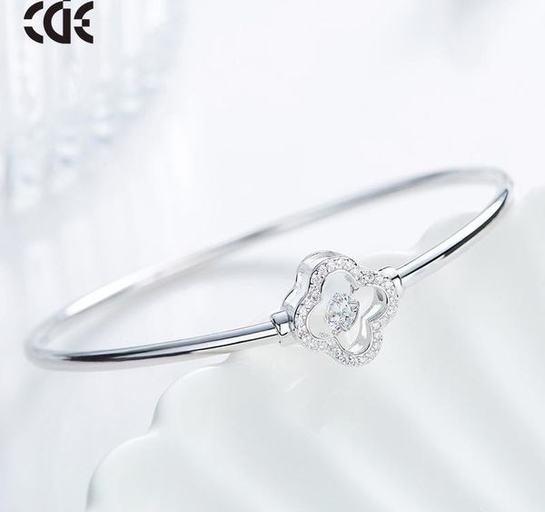 

new simplicity hundred four-leaf grass s925 silver bracelet82, Black