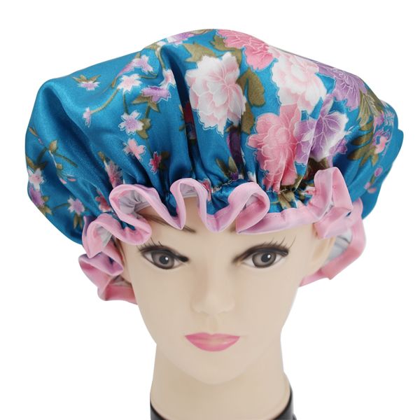

shower caps polyester satin fabric double layer 8 items avaiable