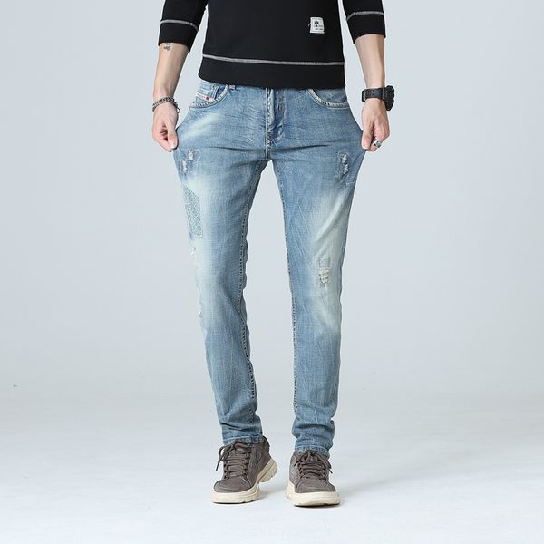 

men's jeans brand skinny men slim fit denim joggers stretch male jean pencil pants blue fashion casual hombre 28-38,m006
