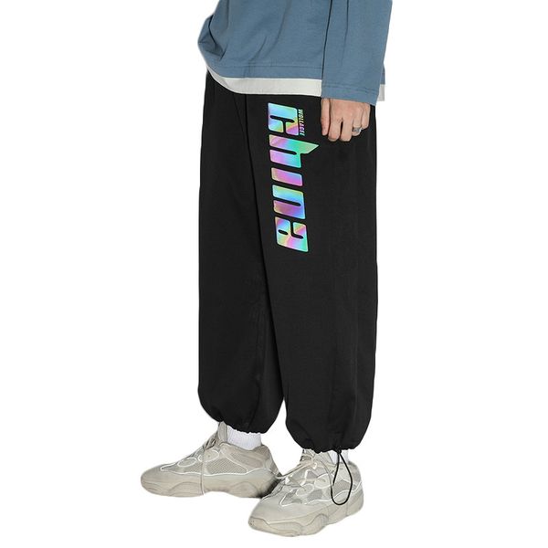 

autumn and winter new fattening plus size casual pants men's overalls harun pants, Black