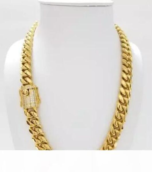 

men 18k gold plated 12mm lab diamond clasp miami cuban curb chain, Silver