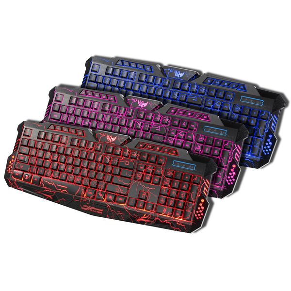 

cgjxsusb wired gaming keyboard led red /purple /blue backlight computer backlit keyboard powered game keyboard for pro gamer pc laptop