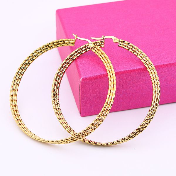 

big gold hoops earrings for women stainless steel black fashion earring piercing rose gold earrings gifts for woman accessories, Golden;silver