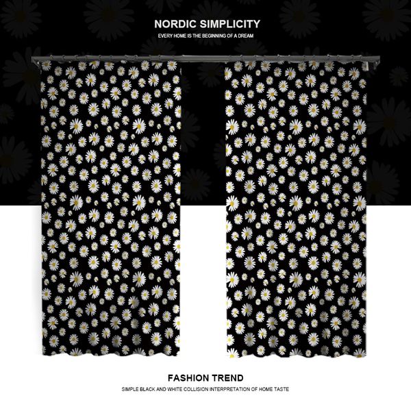 

fashion ins black curtains for bedroom daisy print window curtains sunflower curtain blinds drapes for living room home decor
