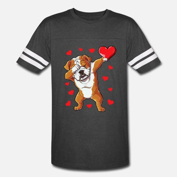 

dabbing english bulldog heart valentines day love t shirt men cute short sleeve size s-3xl gents cute humor summer standard shirt