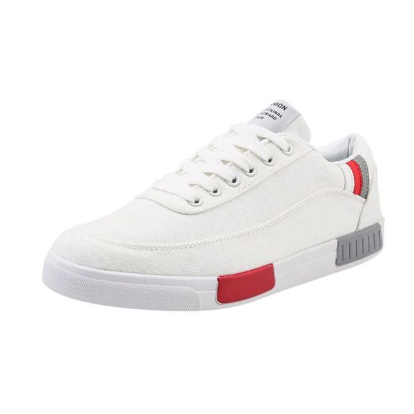 

sagace men's board shoes breathable canvas lace-up all-matching small white sneakers solid color outdoor casual work shoes x0116, Black