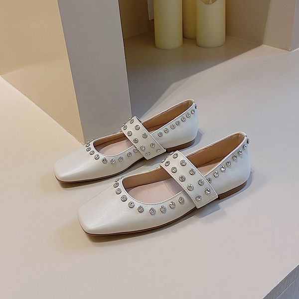 

mezereon женщины квартиры натуральной кожи квадратный носок мокасины кристаллы украшение девушка плоские туфли скольжение на беременную мягк, Black