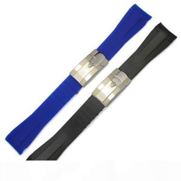 

20mm ruber watch band 2015 luxury watch bands 20mm watchbands black diving silicone rubber holes watch band strap black watchbands for rol, Black;brown