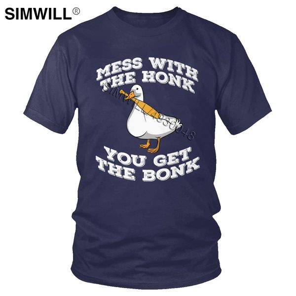 

men's pure cotton funny goose tshirt hit slap honk bonk bat pun parody joke t-shirt short sleeves untitled goose game tee