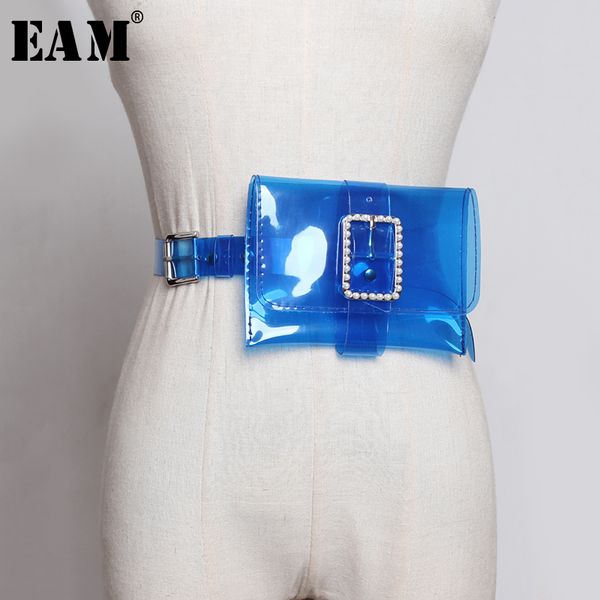 

eam] multicolor blue mini-bag split joint long wide pvc belt personality women new fashion tide all-match spring 2020 1u225, Black;brown