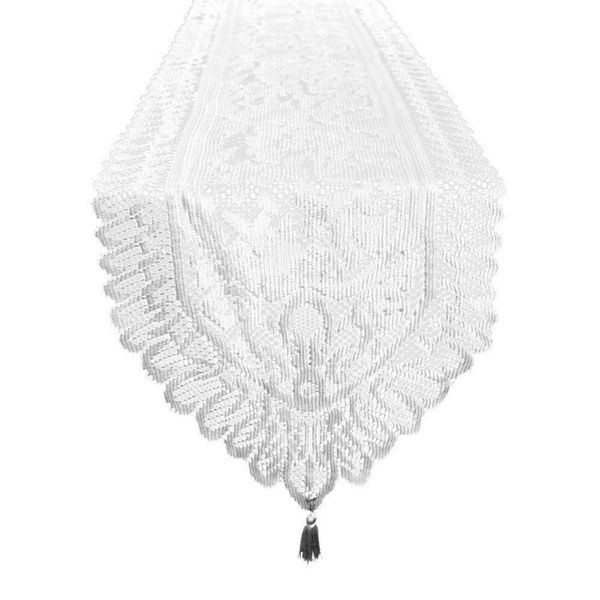 

tassel decoration rustic vintage wedding crochet dinner table runner lace floral