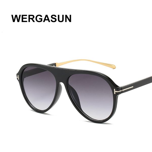 

wergasun fashion oversized women sunglasses brand designer plastic female big frame gradient sun glasses uv400 gafas de sol, White;black