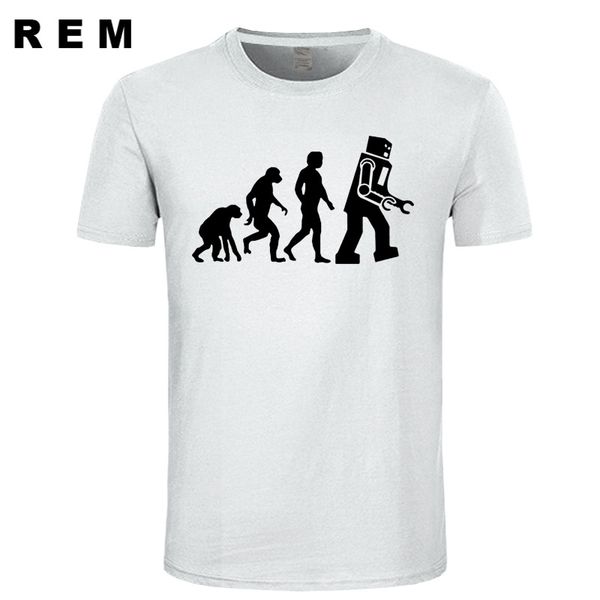 

rem летние мужчины футболки robot evolution мужские футболки hipster стрит футболка homme смешно хип-хоп фитнес бренд одежды