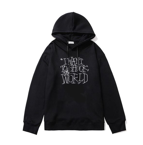 

20fw letters embroidery hoodies for men women sweatshirts homme pullovers streetwear hooded clothing 2 colors, Black