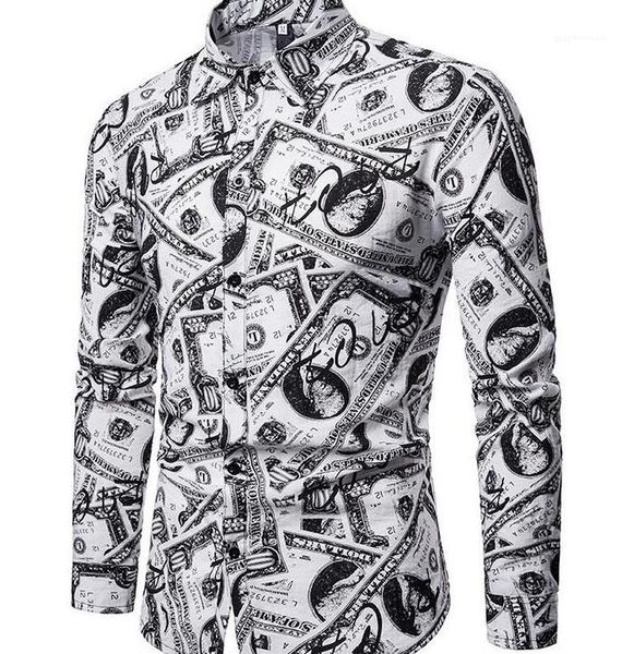 

fashion panelled long sleeve lapel neck mens shirts casual males clothing all dollars print mens designer shirts, White;black