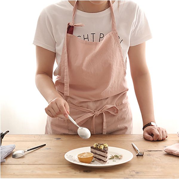 

1pc solid color kitchen apron cotton sleeveless thin simple fashion apron l restaurant waiter