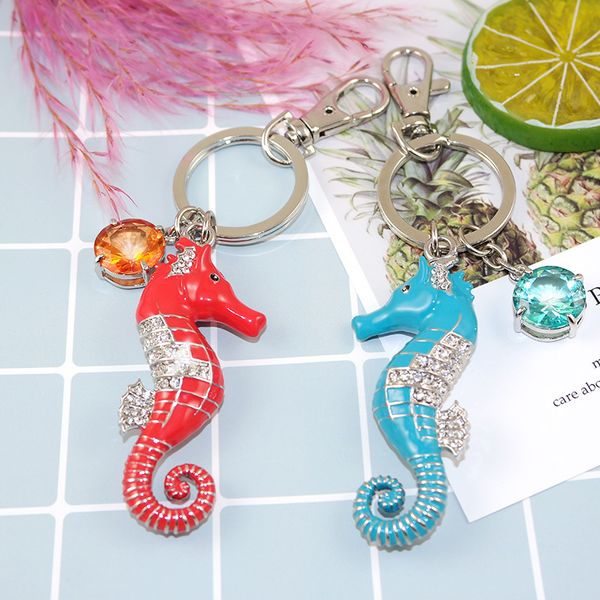 

pattern keychain hippocampus keyring painting ornament bag pendant embroidery diy crafts gift keychains for girl's car pendant, Silver